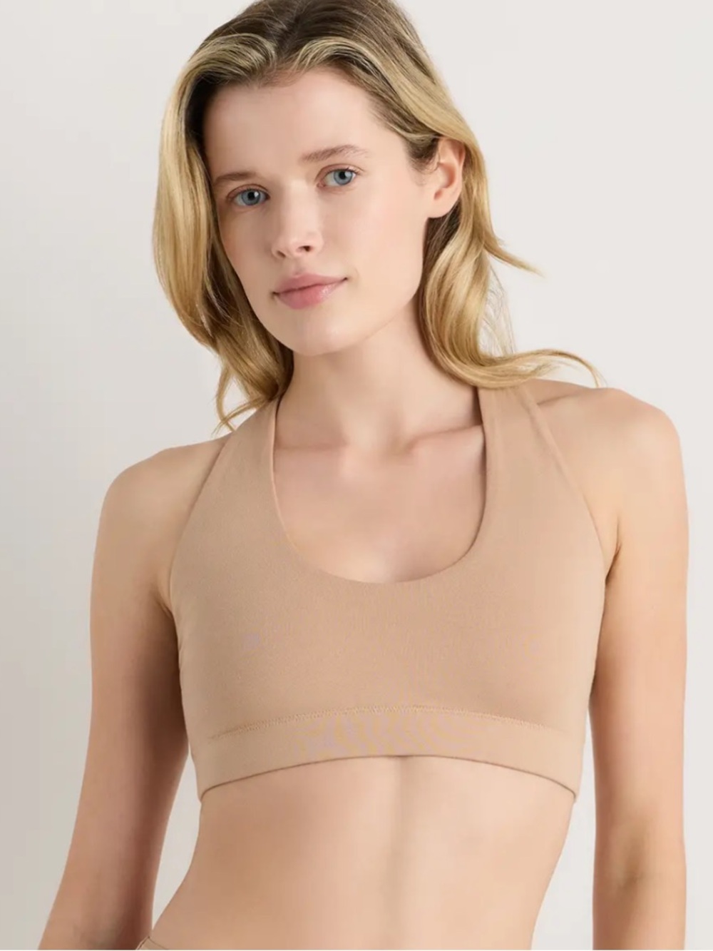NEW QUINCE Organic Cotton Bralette XS Sand NWOT